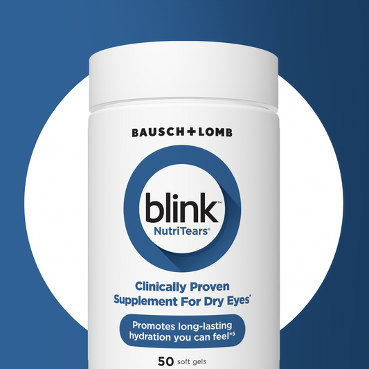 Blink NutriTears Clinically Proven Supplement for Dry Eyes, Eye Care with Lutein & Zeaxanthin and Vitamin D to Hydrate Eyes from Within for Long-Lasting Relief, 50 Softgels